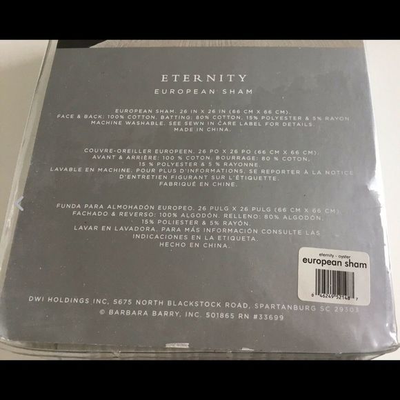 BarbaraBarry CottonQuilted Single Euro Pillow Sham in Eternity Oyster 26x26 NEW - Picture 8 of 9